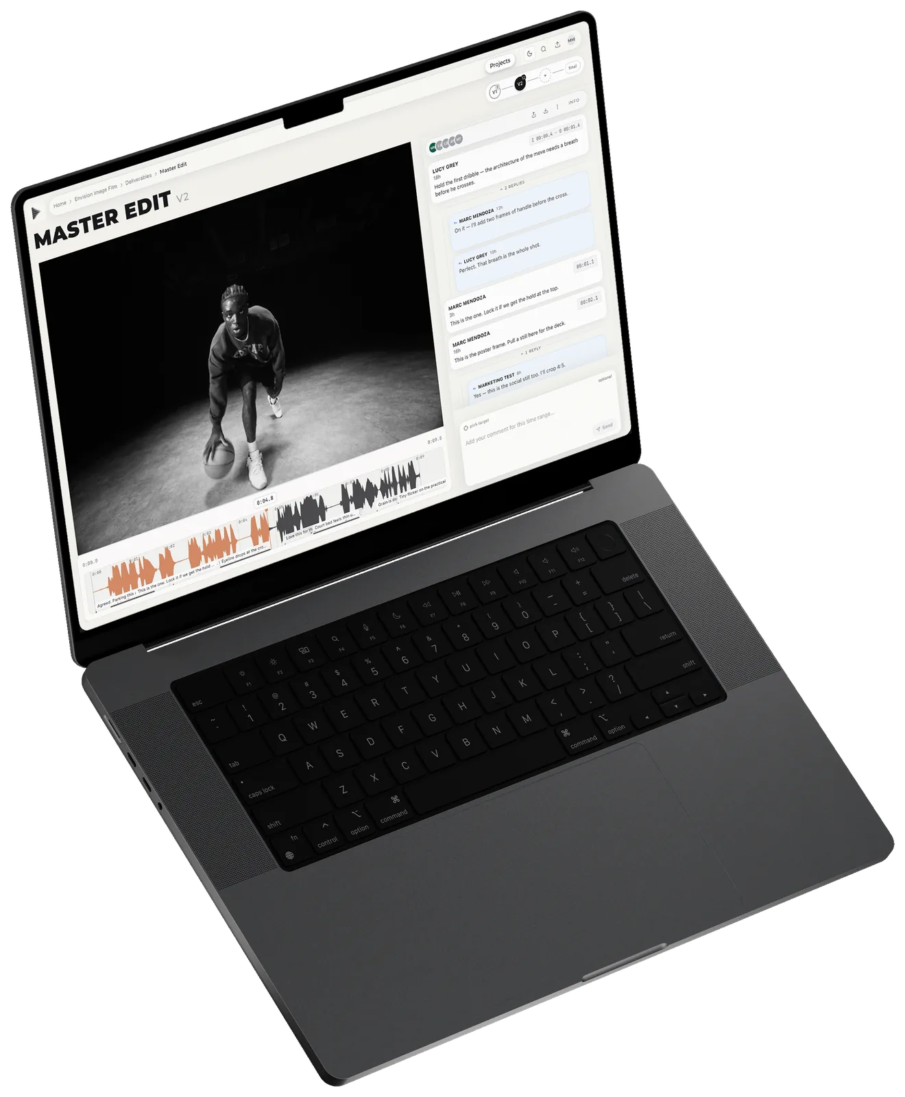 Posthive review workspace on a laptop